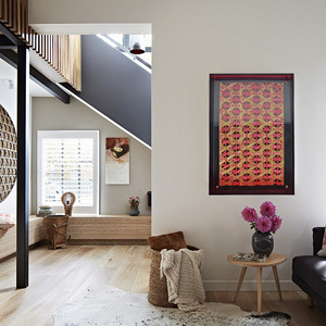 Bamboo Woven Wall Hanging Abstract Geometric Framed Modern Home Decor Art Piece - Product Image 3