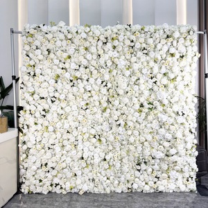 Mur de fleurs artificielles à haute densité avec motif floral pour la décoration de fond de réception de mariage et de photomaton - Product Image 5