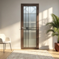 Porte de salle de bain en alliage d'aluminium au design moderne pour maisons, toilettes intérieures, portes à battants en verre dépoli – Prix