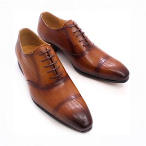 Chaussures à lacets pour hommes, chaussures Oxford en cuir véritable, chaussures décontractées pour affaires, chaussures habillées pour mariage, fête, bureau, chaussures de mode - Product Image 2