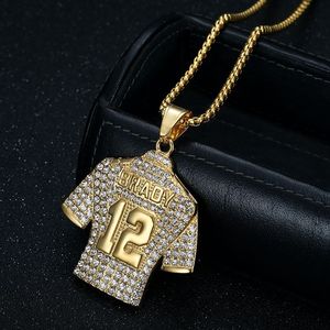 Collier pendentif maillot de football Brady 12 Yunnique en acier inoxydable avec sertissage pavé, cadeau unisexe - Product Image 3