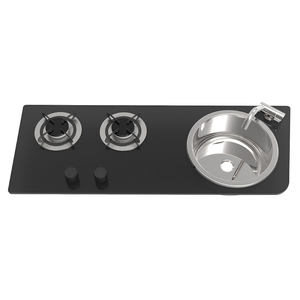 JDA Práctica y Funcional Estufa Doble para RV con Fregadero, Unidad de Cocina Móvil de Acero Inoxidable SS304 para Caravanas, Campers, RVs y <span class=keywords><strong>Vans</strong></span> - Product Image 1