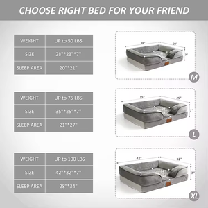 Lujoso sofá cama extra grande impermeable de espuma viscoelástica para perros, cama ortopédica de lujo a prueba de masticar personalizada para mascotas, cama sólida para gatos, cueva para grandes - Product Image 5