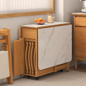 2025 Đơn Giản Hiện Đại Rắn Gỗ Gấp Bàn Ăn Và Ghế Thiết Kế Sáng Tạo Cho Hộ Gia Đình Nhỏ Hình Chữ Nhật Bàn Văn Phòng - Product Image 3