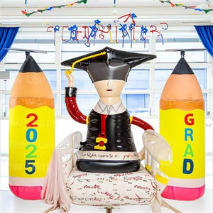 New Leap 5.9ft Graduate Gift <span class=keywords><strong>3D</strong></span> Lápiz en forma <span class=keywords><strong>de</strong></span> sombrero <span class=keywords><strong>de</strong></span> graduación Carta Personalizable Artículo inflado Decoración - Product Image 1