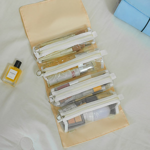 Bolsa de maquillaje desmontable Cotton Way, estuche de almacenamiento de cosméticos de viaje de gran capacidad con bolsillos de PVC y malla para artículos de aseo y cuidado de la piel - Product Image 3