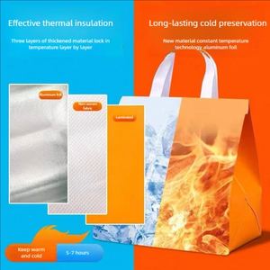 Sac isotherme jetable en non-tissé épaissi avec feuille d'aluminium pour café, barbecue, plats à emporter et traiteur – Vente en gros - Product Image 6