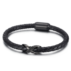 Bracelet en cuir tressé pour hommes, fermoirs magnétiques pour bracelets en cuir - Product Image 2