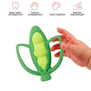 OEM/ODM מורדדורס דה סיליקון לפת 12.5 אינץ' 3.15*3.7 אינץ' תרמיל אפונה לתינוק בקיעת שיניים סיליקון נשכן לתינוק עם ידיות אחיזה - Product Image 4