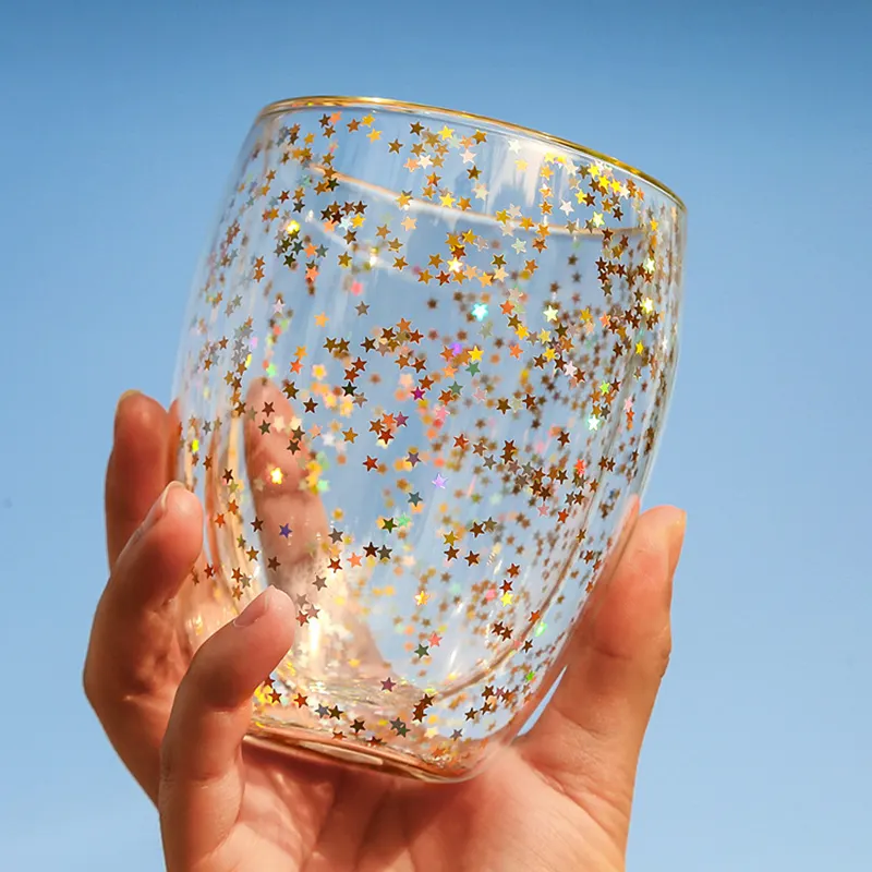 UCHOME 2020 kahve fincanı köpüklü yıldız çift duvar cam şişe