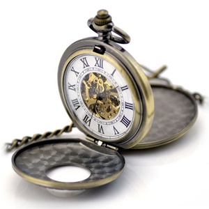 Caja <span class=keywords><strong>de</strong></span> Reloj <span class=keywords><strong>de</strong></span> Bolsillo Mecánico <span class=keywords><strong>de</strong></span> Dos Aperturas, Ventana con Números Romanos y Esfera con Números Romanos, Dos Tapas, Reloj <span class=keywords><strong>de</strong></span> Bolsillo Vintage <span class=keywords><strong>de</strong></span> Bronce - Product Image 1