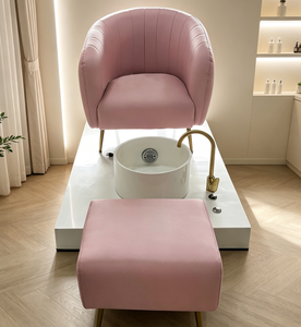 Fauteuil de pédicure rose, fauteuil de spa pour les pieds, fauteuil de beauté réglable et rembourré avec bassin pour salon de manucure - Product Image 2