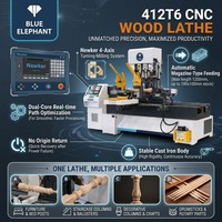 Tour à bois CNC stable 412T6 avec volant pour usinage de simulation, idéal pour la fabrication de pièces décoratives en bois pour rampes d'escalier