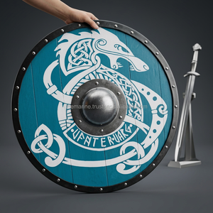 Escudo Vikingo Medieval de Madera Hecho a Mano de 24 Pulgadas, Decorativo, Coleccionable, con Temática de Guerrero para Halloween, Tallado con Motivo del Árbol de la Vida en Metal - Product Image 5