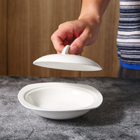 WEIYE Restaurant céramique forme carrée blanc céramique soupe soupière porcelaine petite taille bol à soupe vaisselle avec couvercle