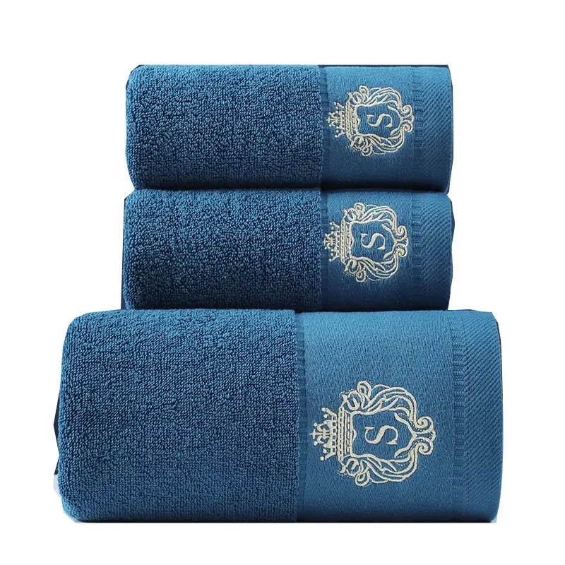 Factory direct sale towel set 100% cotton thicker plus soft absorbent high-grade bath towel set cheap kitchen towel set