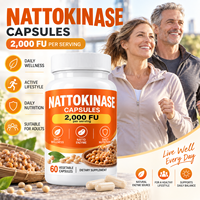Capsules de Nattokinase 2000 FU 100mg, 60 unités, Nutrition Alimentaire Équilibrée, Vente en Gros, OEM/ODM, Marque Privée, Capsules de Nattokinase