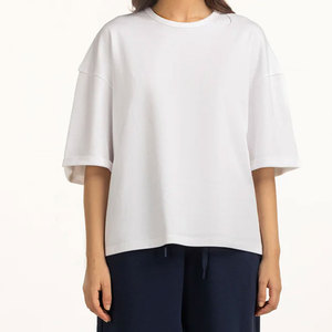 เสื้อยืดผู้หญิงคอกลมสีพื้นเรียบง่าย ขายดี ราคาสุดคุ้ม รับผลิตแบบ OEM แขนสั้น ระบายอากาศได้ดี - Product Image 1
