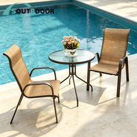 Ensemble de table de jardin moderne pliable et imperméable en aluminium et maille textile pour hôtel, hôpital, école, villa, usage extérieur