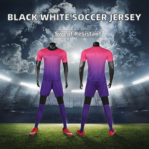 Uniforme de Fútbol de Jersey Blanco y Negro con Estampado por Transferencia Térmica, Material de Poliéster Ligero para Entrenamiento de Verano, con Logotipo del Equipo del Club - Product Image 2