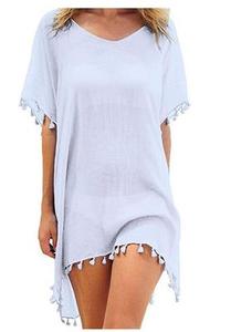 Traje de Baño para Mujer, Vestido Mini de Playa, Ropa de Baño, Traje de Baño, Vestido Mini de Verano, Holgado, Sólido - Product Image 2