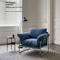 Fauteuils d'appoint durables en plumes de style Bauhaus pour salon, chaise de bureau ergonomique, fauteuil d'appoint individuel en acier inoxydable de style Bauhaus pour hôtel