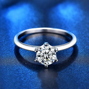 Anillo <span class=keywords><strong>de</strong></span> Compromiso Clásico XJZ001 con Moissanita 1C, Corte Redondo, Plata 925, Joyería <span class=keywords><strong>para</strong></span> Citas y Fiestas, Talla 5-9 - Product Image 3