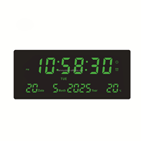 Horloge murale/de bureau numérique LED moderne de grande taille avec grand écran, alarme, calendrier numérique et température pour le salon