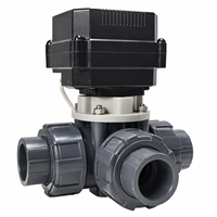 Vanne à boisseau sphérique électrique à trois voies en PVC, actionneur DC12V 24V pour mélange d'eau, déviateur et drainage directionnel