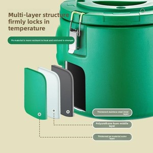 Commercial Home Use Large Hot Pot Food Warmer 15/30/50L Double Wall Insulated Metal Kitchenware Set 3PCS Storage Container - Product Image 3