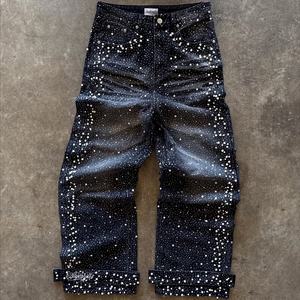 Jeans de Hombre <span class=keywords><strong>Paul</strong></span> Gaultier de Alta Calidad con Cristales 3D, Lavados, Holgados, Estilo Cargo Sobredimensionado y Apilado, Ropa Urbana Personalizada - Product Image 1