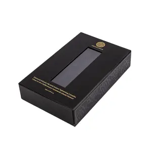 Custom Luxury UV Printed LOGO Black magnetic perfume bottle boxes packaging with clear window