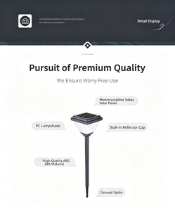 Lampadaires de jardin LED en aluminium étanches IP65, lampes de chemin circulaires intégrées pour l'extérieur, éclairage nocturne, lampadaire solaire - Product Image 2
