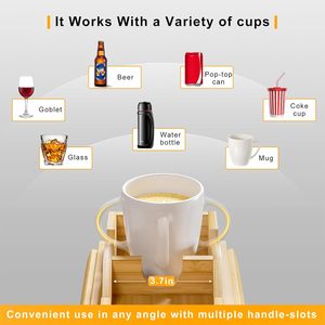 Bamboo <b>Sofa</b> Armrest Tray with Removable <b>Sofa</b> Cup Holder Part Non-slip Foldable <b>Sofa</b> Table Tray - Product Image 4