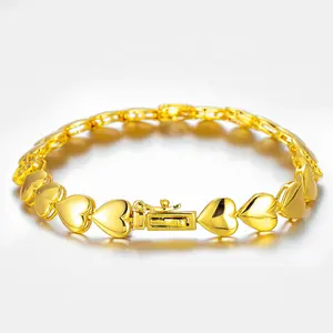 Pulseira de latão banhada a ouro 8mm em forma de coração CZ zircônia cúbica pulseira brazalete braciale pulseira gargantilha colar corrente de tênis