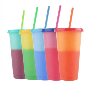24oz Plastic Reusable cold magic vasos plastico con tapa vasos de plastico personalizados