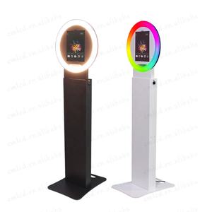 LED Ringlight <span class=keywords><strong>Social</strong></span> Media Booth Soporte de piso portátil Photo Booth Kiosk Station para 10,9-12,9 "iPad Air Pro Selfie Photo Booth - Product Image 2