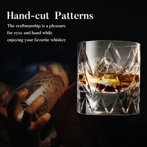 Vaso de Whisky de Cristal Tallado a Mano, de Lujo, Sin Plomo, con Patrón de Diamantes, Base Pesada, Premium, Estilo Old Fashioned, para Bourbon, 230 ml - Product Image 1