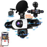 Nouvelle caméra embarquée 5 canaux 360° pour voiture, vision nocturne HD 1080P, écran 3,18 pouces, WiFi, GPS, enregistreur vidéo avec mode stationnement