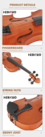 Violon artisanal HV04D avec logo personnalisé d'usine - Instruments à cordes professionnels conçus sur mesure en gros