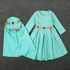 Wholesale popular kids muslim long dress evening muslim for muslim girls party dress with scarf