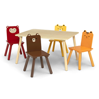 Ensemble table et chaises Animal Adventure pour les activités artistiques et créatives des enfants, utilisation en extérieur, à l'école, pour les repas - Robuste et durable
