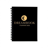 Agenda scolaire personnalisé 2027 avec logo Dreambook, pages en carton double face, couverture rigide, reliure à spirale, impression offset