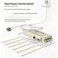 Alimentation LED pour armoire avec interface DuPont 12V 24V, transformateur intelligent pour armoire avec capteur de mouvement PIR et interrupteur tactile à balayage de main