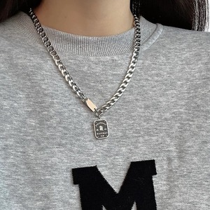Buena suerte placa de identificación collar hombres y mujeres ins lujo nicho suéter cadena personalizado hip hop suéter collar - Product Image 4