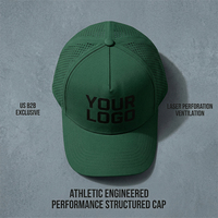 Casquette de baseball personnalisée à 5 panneaux perforée au laser avec logo imprimé, séchage rapide, performance sportive, pour la vente en ligne, les chaînes de gymnases et de fitness