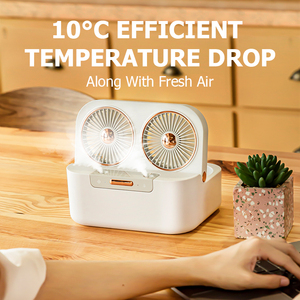 Máy tính để bàn nước Quạt làm mát đôi phun sương tạo độ ẩm cation Fan 4000mAh USB Mini Cooler Fan - Product Image 6