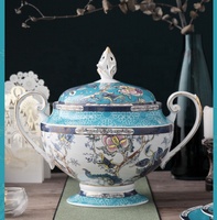 Service de table en porcelaine fine de luxe, style anglais, motif Rose Britannique, design minimaliste, motif Joyeux et Porte-Bonheur