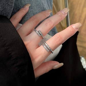 Anillo Abierto de Plata de Ley S925 Ruitai, Diseño Coreano para Mujer, Joyería Fina con Textura Retro para Uso Diario - Product Image 4