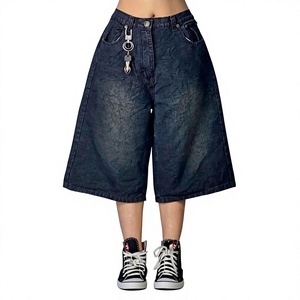 Pantalones Cortos Bermuda de Mezclilla de Algodón Sólido para Hombre, Cintura Alta, Cierre con Botones, Azul, Tejido Transpirable - Product Image 1